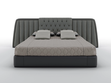 BERNINI WIDE - Nabuk king size bed with upholstered headboard by BRUNO ZAMPA - view 2